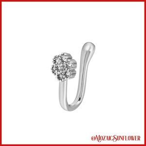 3mm Silver White CZ Inlay Star Nose Cuff